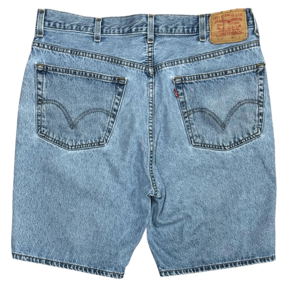 Vintage 90's Levi's 505 Blue Light Wash Distressed Men's Denim Jean Shorts 38 #3